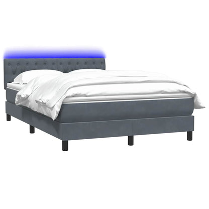 Letto a Molle con Materasso e LED Grigio Scuro 160x220 cm Velluto