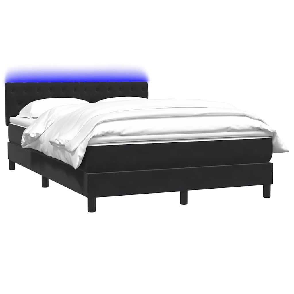 Letto a Molle con Materasso e LED Nero 160x220 cm in Velluto
