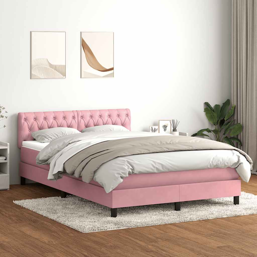 Letto a Molle con Materasso e LED Rosa 160x220 cm in Velluto