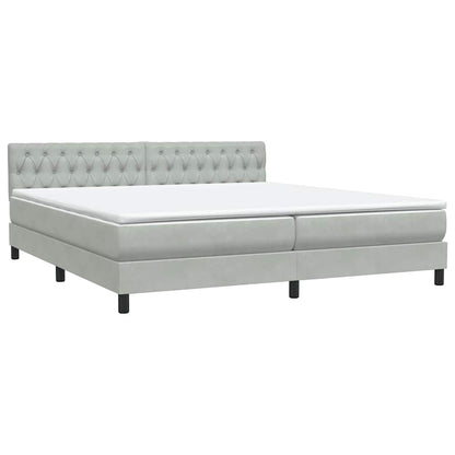 Letto a Molle con Materasso e LED Grigio Chiaro 180x220cm Velluto