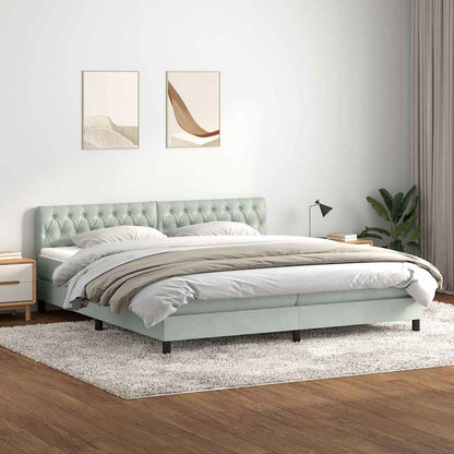 Letto a Molle con Materasso e LED Grigio Chiaro 200x220cm Velluto