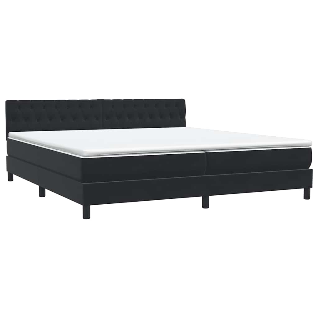 Letto a Molle con Materasso e LED Nero 200x220 cm in Velluto
