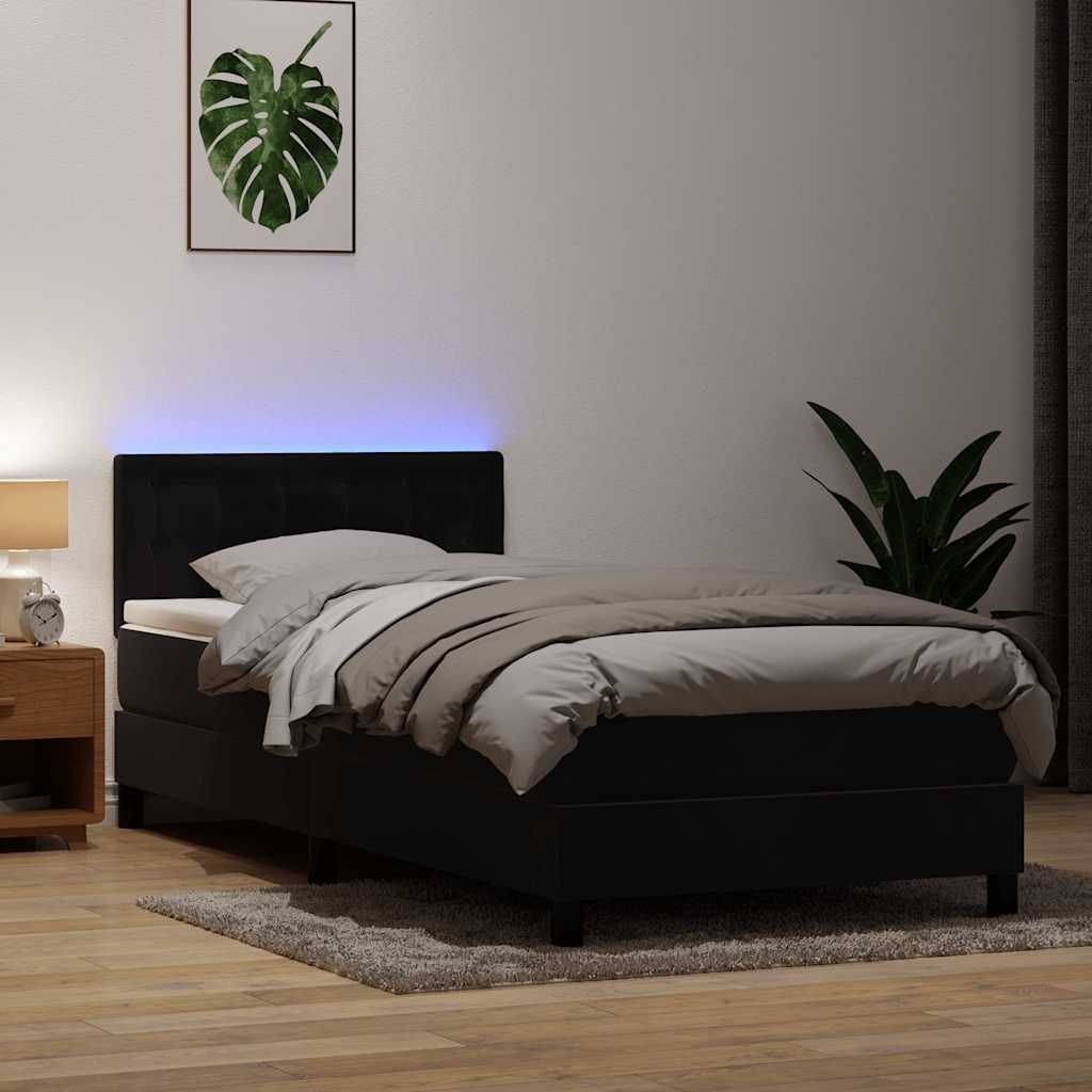 Letto a Molle con Materasso e LED Nero 80x210 cm Velluto