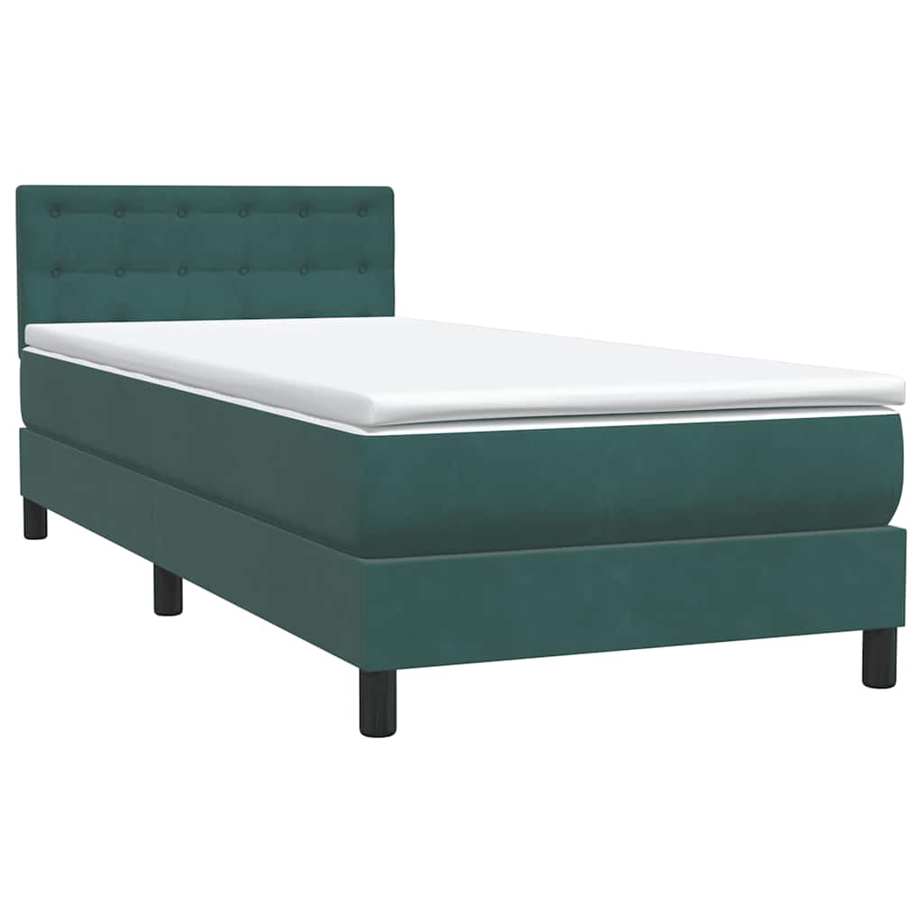 Letto a Molle con Materasso e LED Verde Scuro 80x210 cm Velluto