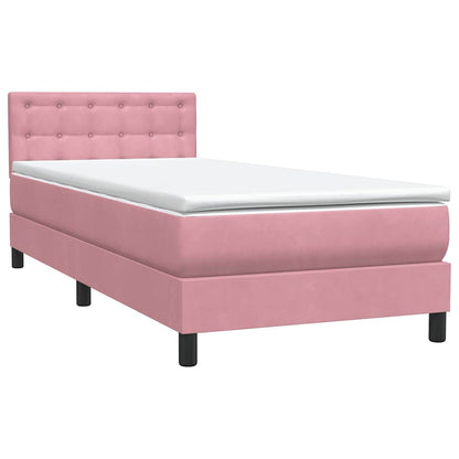Letto a Molle con Materasso e LED Rosa 80x210 cm Velluto