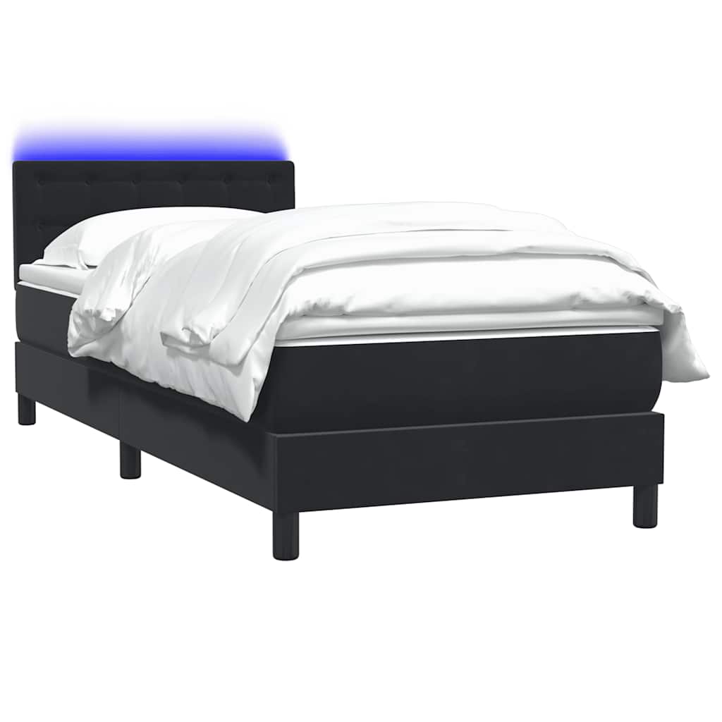 Letto a Molle con Materasso e LED Nero 90x210 cm in Velluto