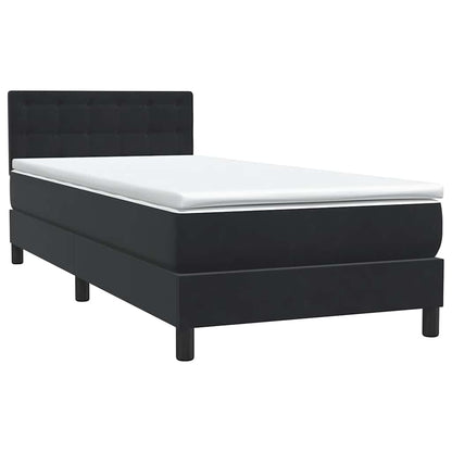 Letto a Molle con Materasso e LED Nero 90x210 cm in Velluto