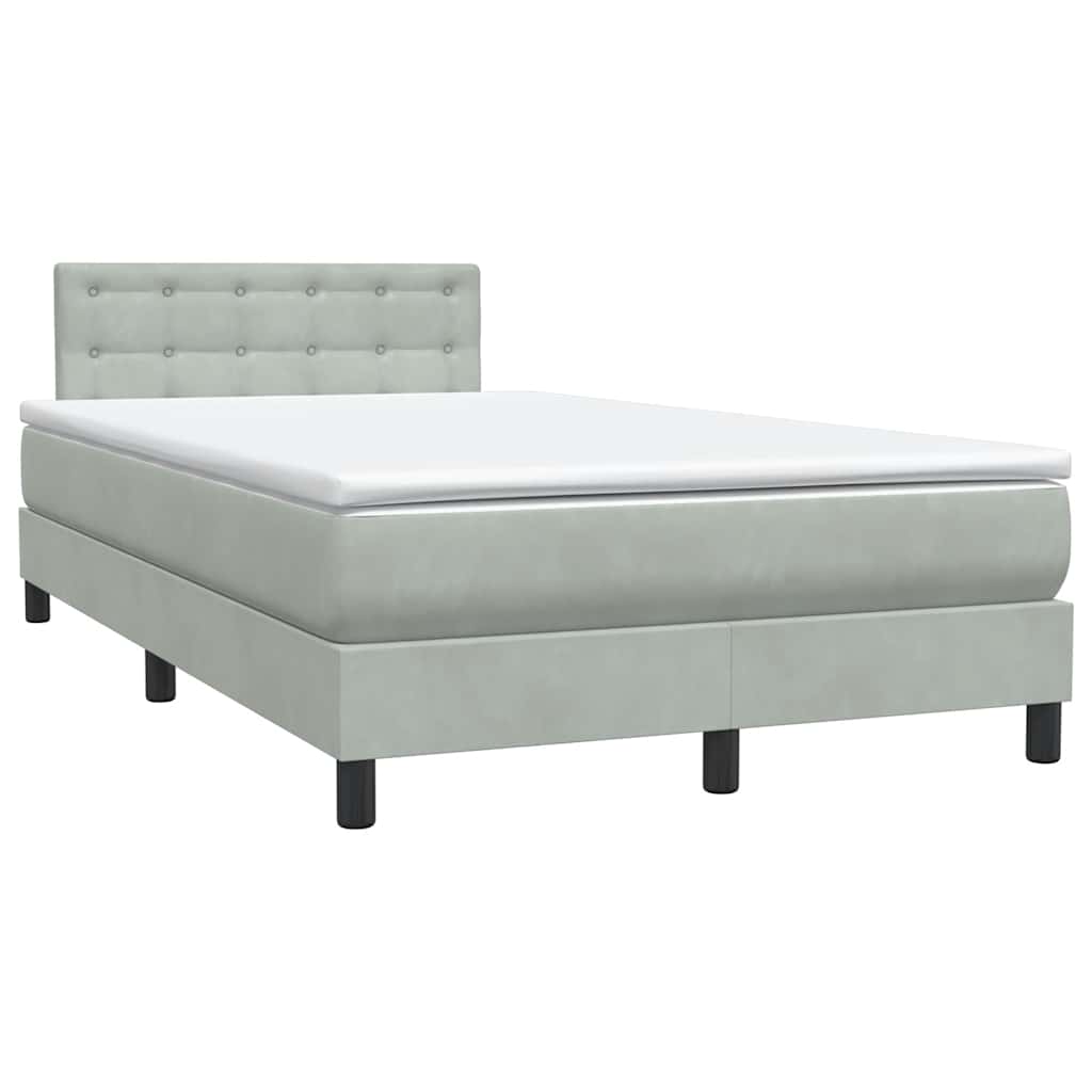 Letto a Molle con Materasso e LED Grigio Chiaro 120x210cm Velluto