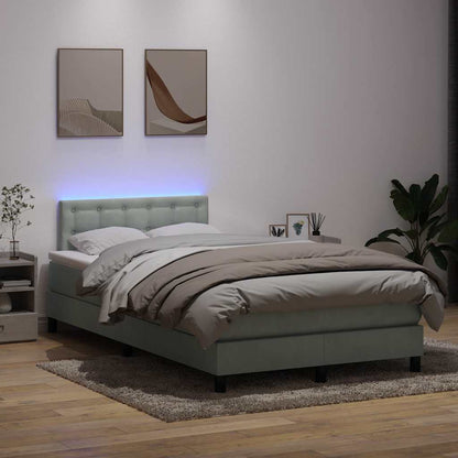 Letto a Molle con Materasso e LED Grigio Chiaro 120x210cm Velluto
