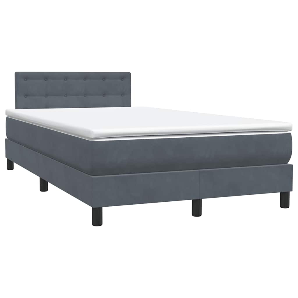 Letto a Molle con Materasso e LED Grigio Scuro 120x210 cm Velluto