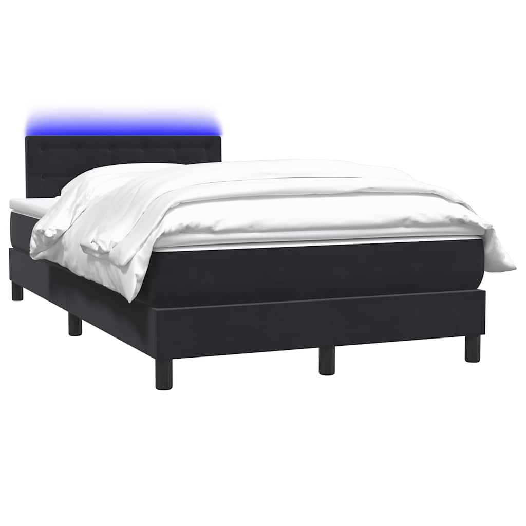 Letto a Molle con Materasso e LED Nero 120x210 cm in Velluto