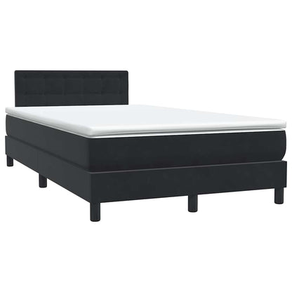 Letto a Molle con Materasso e LED Nero 120x210 cm in Velluto