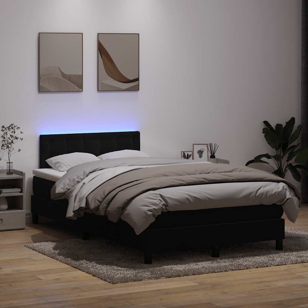 Letto a Molle con Materasso e LED Nero 120x210 cm in Velluto