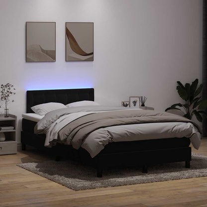 Letto a Molle con Materasso e LED Nero 120x210 cm in Velluto