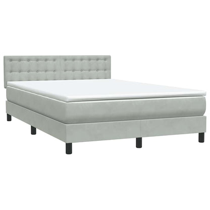 Letto a Molle con Materasso e LED Grigio Chiaro 140x210cm Velluto