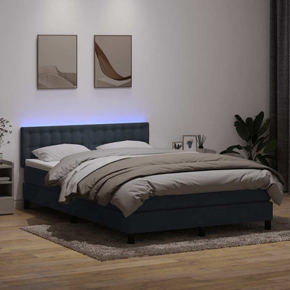 Letto a Molle con Materasso e LED Grigio Scuro 140x210 cm Velluto
