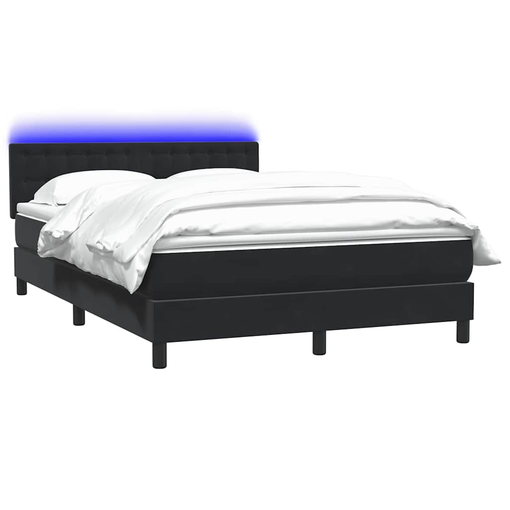 Letto a Molle con Materasso e LED Nero 140x210 cm in Velluto