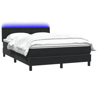 Letto a Molle con Materasso e LED Nero 140x210 cm in Velluto
