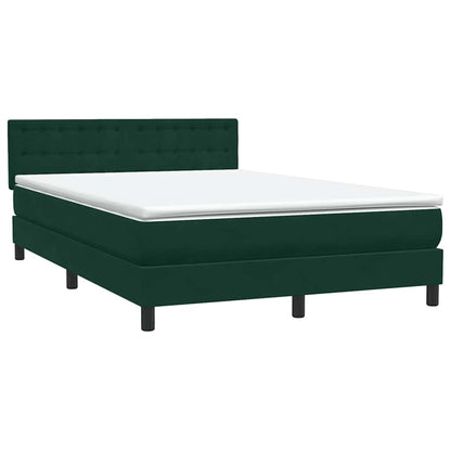 Letto a Molle con Materasso e LED Verde Scuro 140x210 cm Velluto