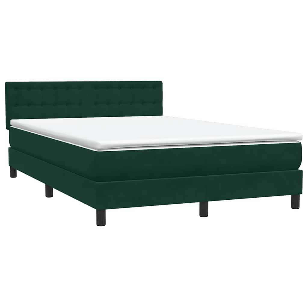 Letto a Molle con Materasso e LED Verde Scuro 160x210 cm Velluto