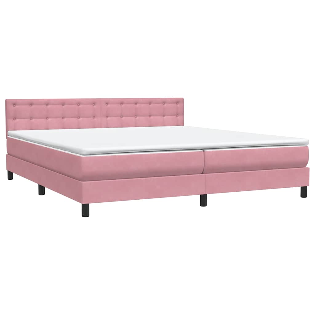 Letto a Molle con Materasso e LED Rosa 180x210 cm in Velluto