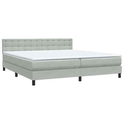 Letto a Molle con Materasso e LED Grigio Chiaro 200x210cm Velluto
