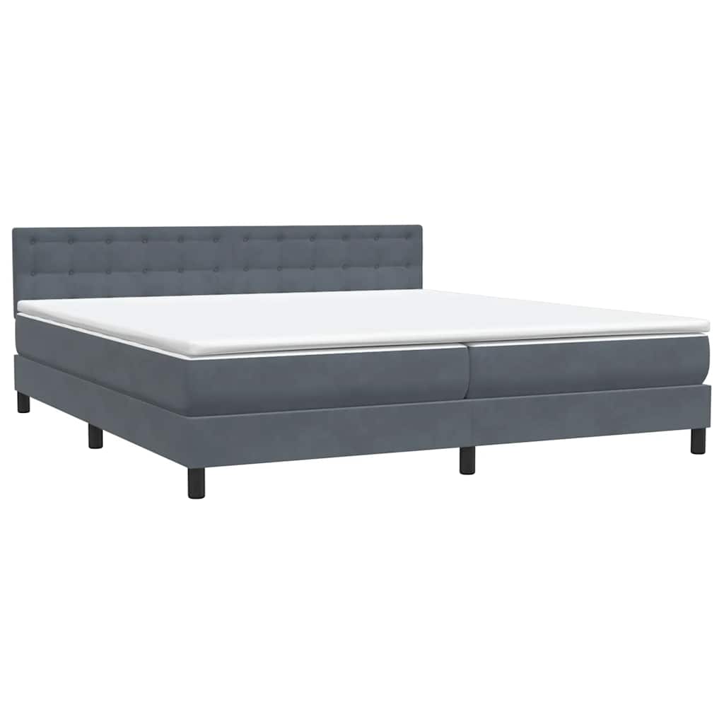 Letto a Molle con Materasso e LED Grigio Scuro 200x210 cm Velluto