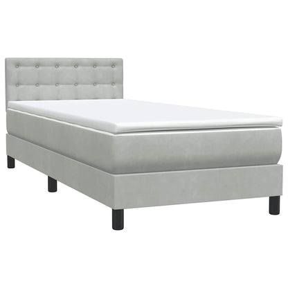 Letto a Molle con Materasso e LED Grigio Chiaro 80x220 cm Velluto