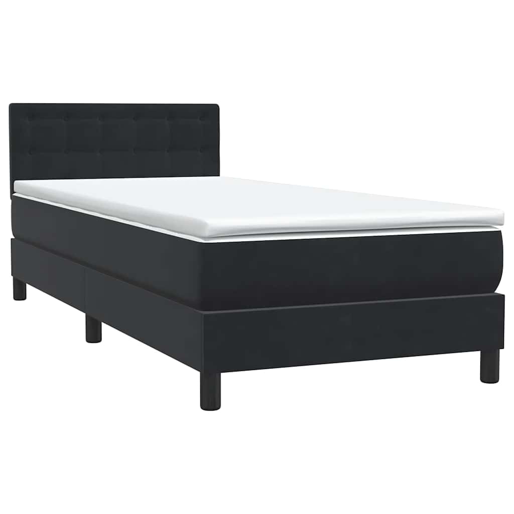 Letto a Molle con Materasso e LED Nero 80x220 cm Velluto
