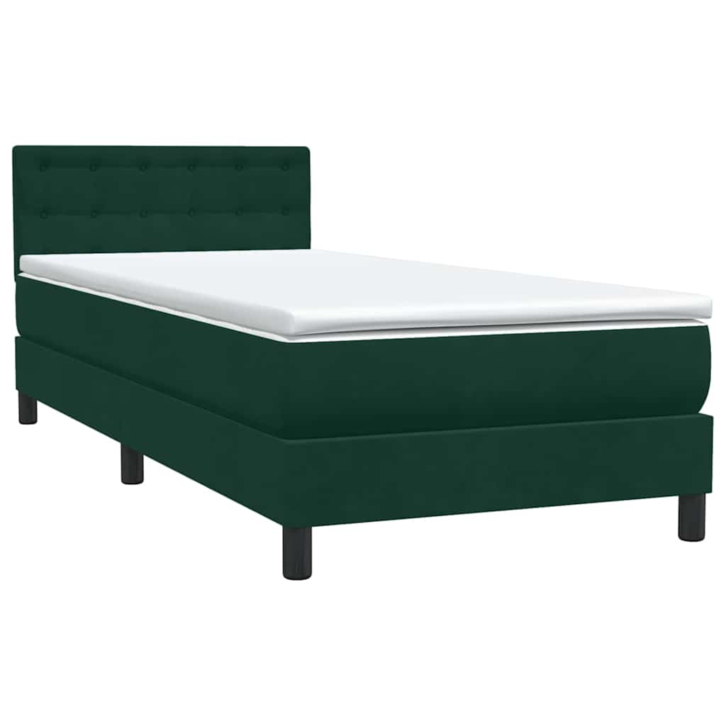 Letto a Molle con Materasso e LED Verde Scuro 80x220 cm Velluto