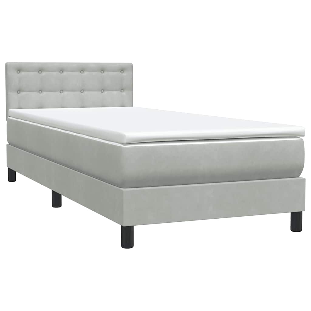 Letto a Molle con Materasso e LED Grigio Chiaro 90x220 cm Velluto