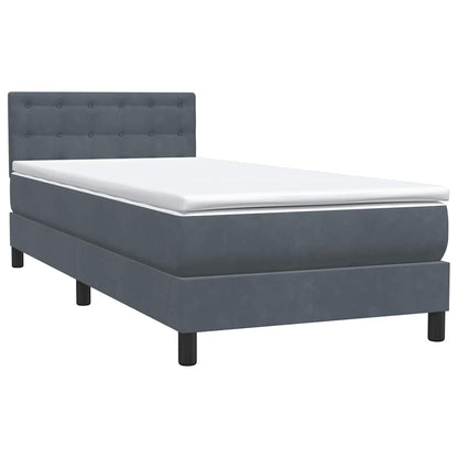 Letto a Molle con Materasso e LED Grigio Scuro 90x220 cm Velluto