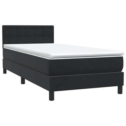 Letto a Molle con Materasso e LED Nero 90x220 cm in Velluto