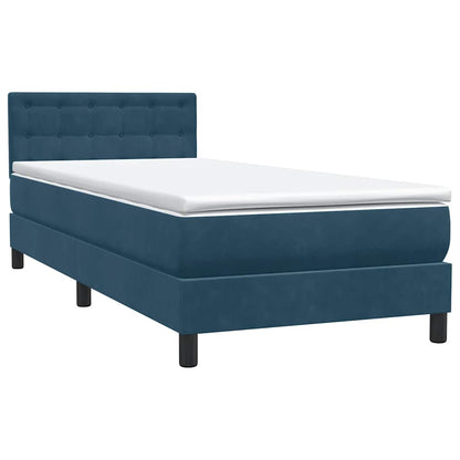 Letto a Molle con Materasso e LED Blu Scuro 90x220 cm Velluto