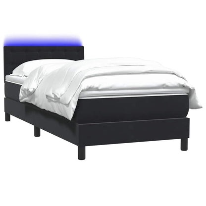 Letto a Molle con Materasso e LED Nero 100x220 cm in Velluto