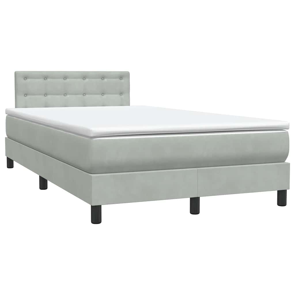 Letto a Molle con Materasso e LED Grigio Chiaro 120x220cm Velluto