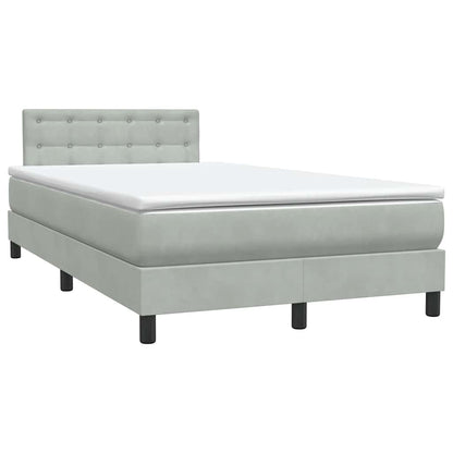 Letto a Molle con Materasso e LED Grigio Chiaro 120x220cm Velluto