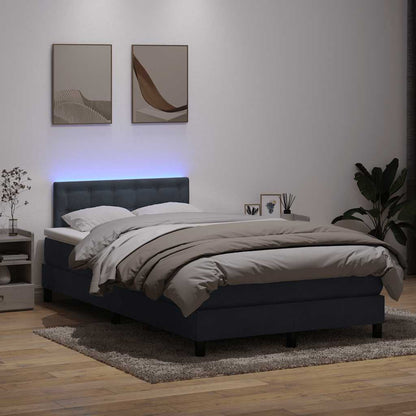 Letto a Molle con Materasso e LED Grigio Scuro 120x220 cm Velluto