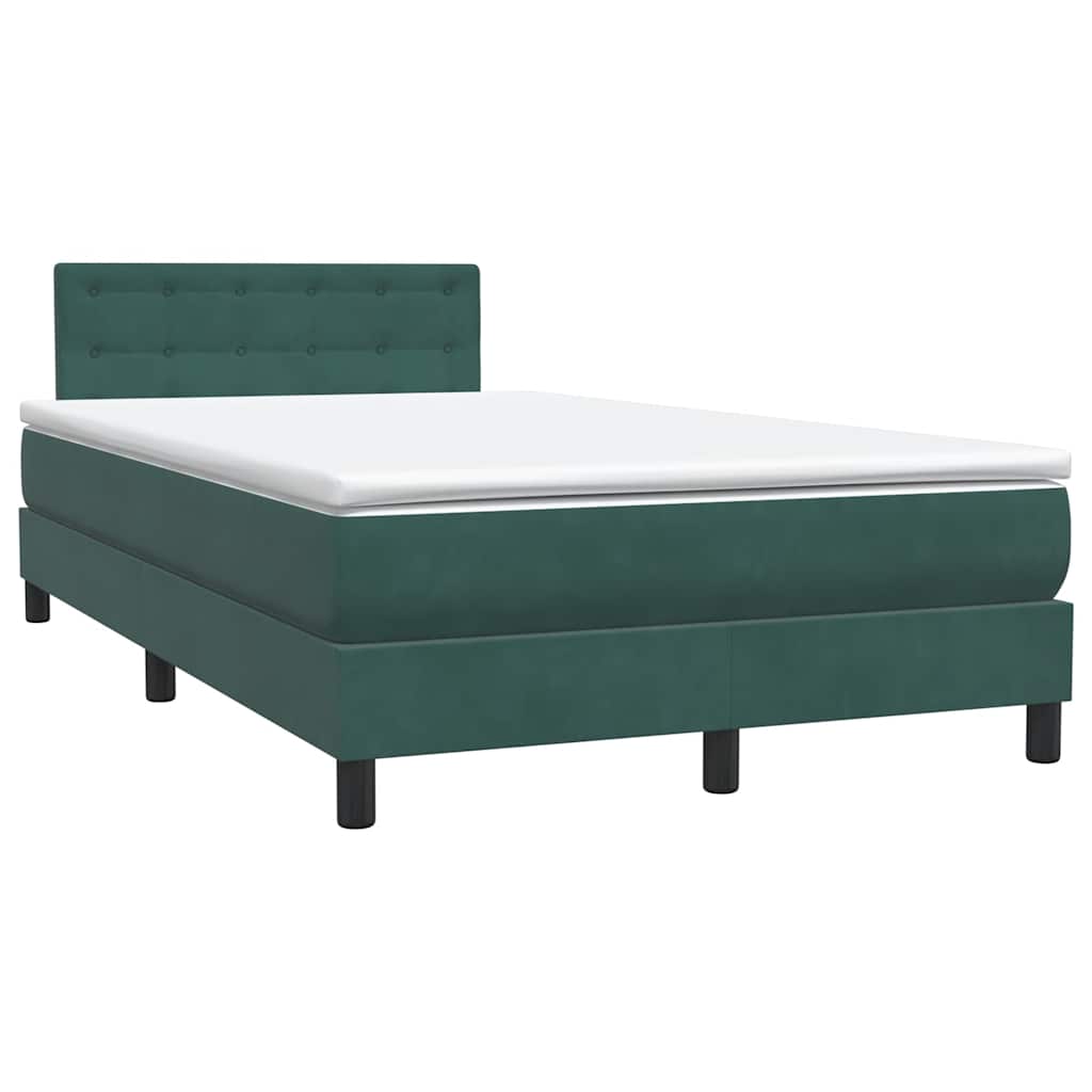 Letto a Molle con Materasso e LED Verde Scuro 120x220 cm Velluto