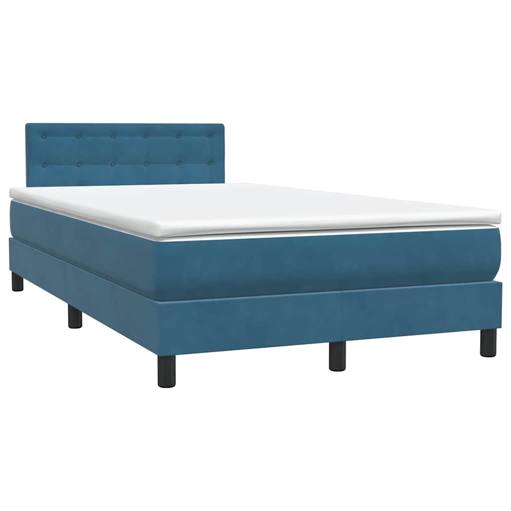 Letto a Molle con Materasso e LED Blu Scuro 120x220 cm in Velluto