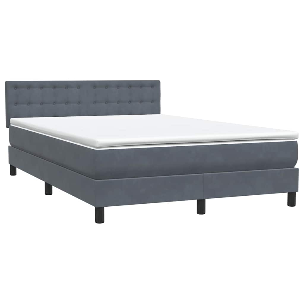 Letto a Molle con Materasso e LED Grigio Scuro 140x220 cm Velluto