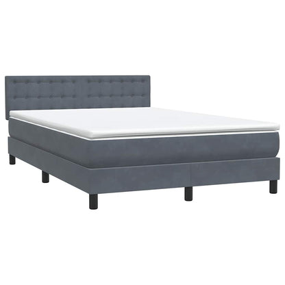 Letto a Molle con Materasso e LED Grigio Scuro 140x220 cm Velluto