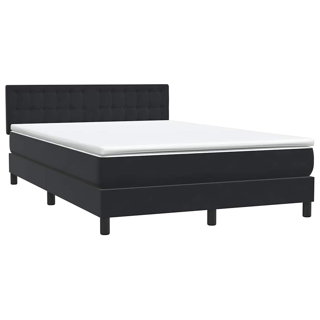 Letto a Molle con Materasso e LED Nero 140x220 cm in Velluto
