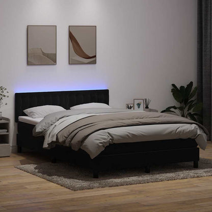 Letto a Molle con Materasso e LED Nero 140x220 cm in Velluto