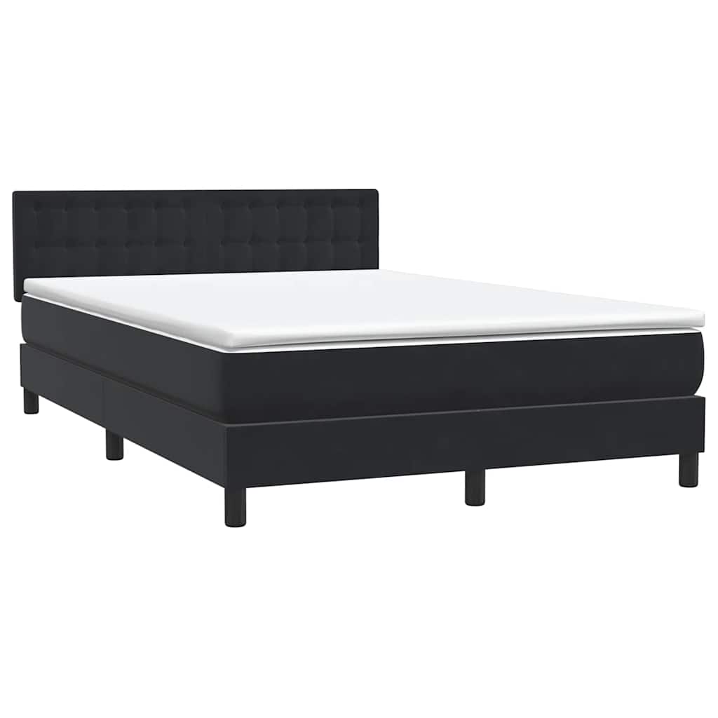 Letto a Molle con Materasso e LED Nero 160x220 cm in Velluto