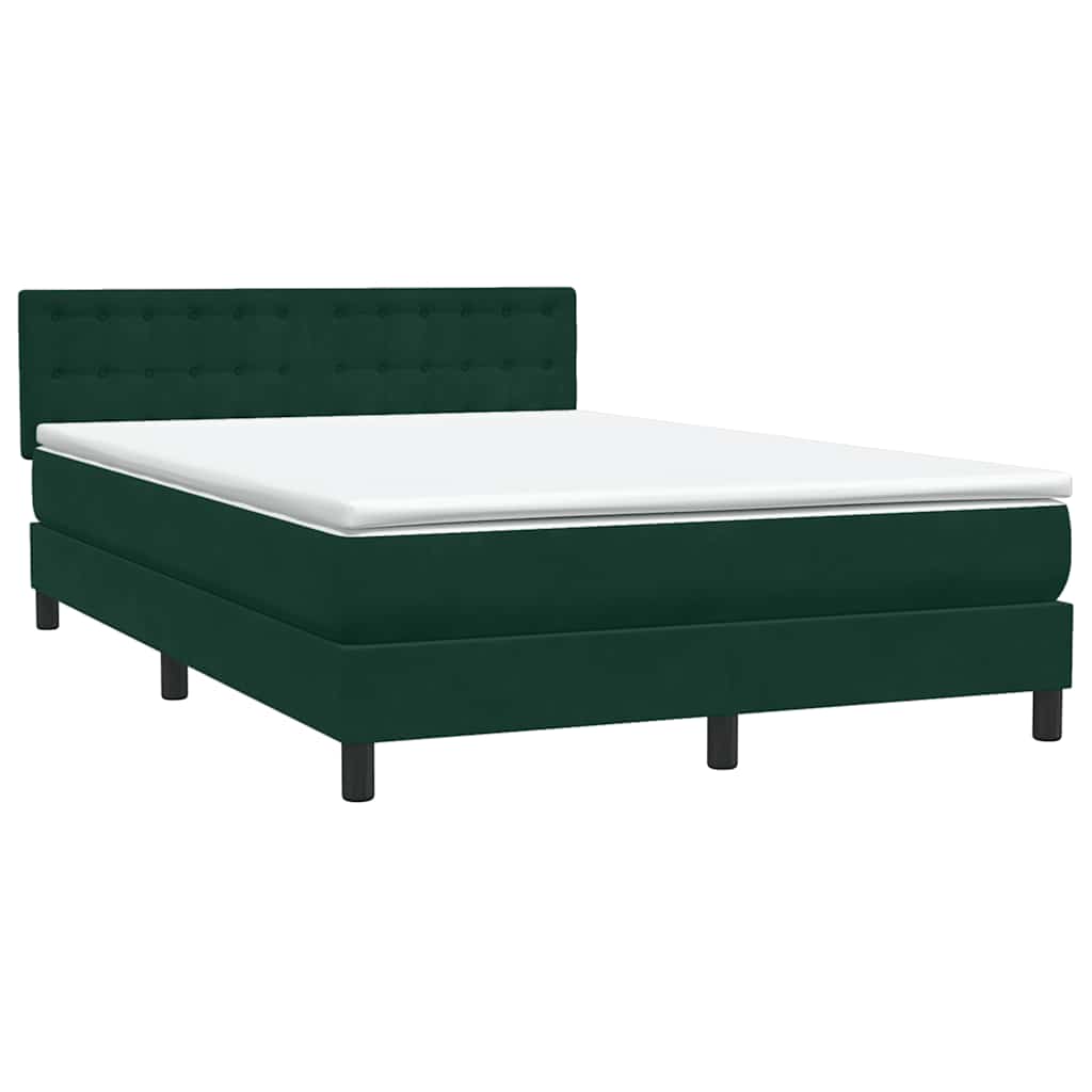 Letto a Molle con Materasso e LED Verde Scuro 160x220 cm Velluto