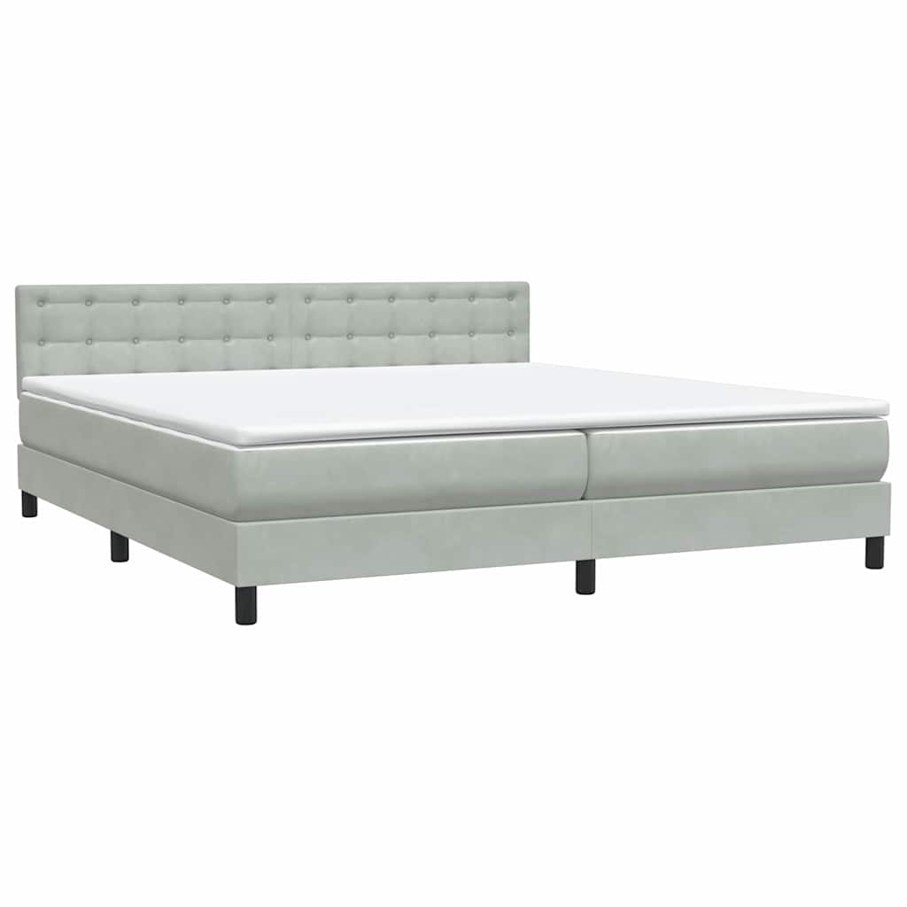 Letto a Molle con Materasso e LED Grigio Chiaro 180x220cm Velluto
