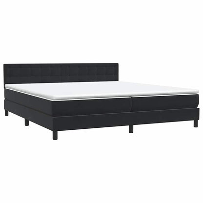 Letto a Molle con Materasso e LED Nero 180x220 cm in Velluto