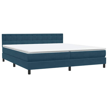 Letto a Molle con Materasso e LED Blu Scuro 180x220 cm Velluto