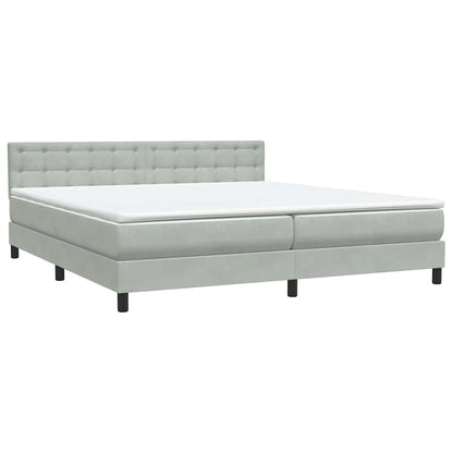 Letto a Molle con Materasso e LED Grigio Chiaro 200x220cm Velluto